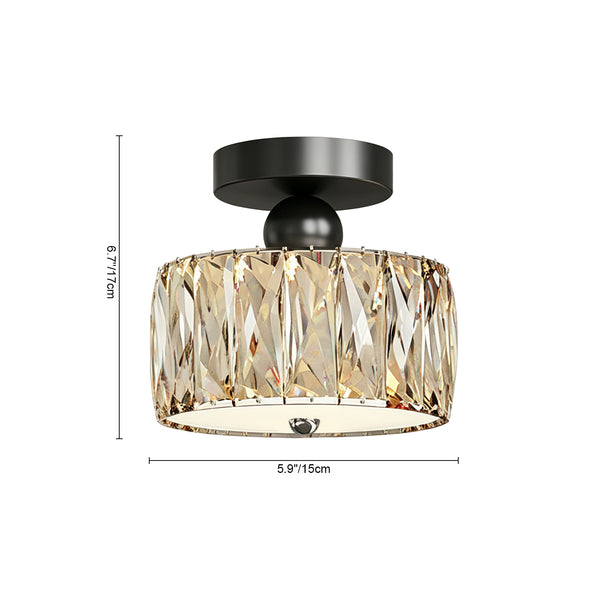 Drum Crystal Glass LED Semi Flush Mount