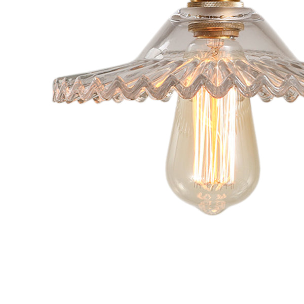 Mid-Century 1-Light Colorful Scalloped Glass Pendant Light