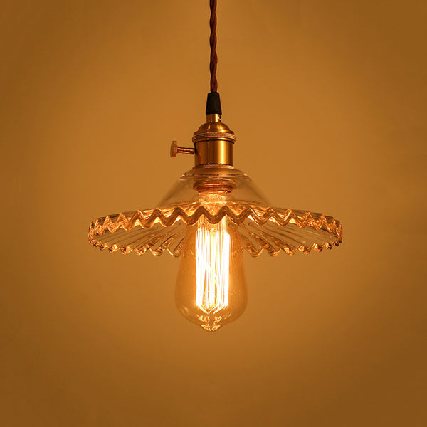 Mid-Century 1-Light Colorful Scalloped Glass Pendant Light