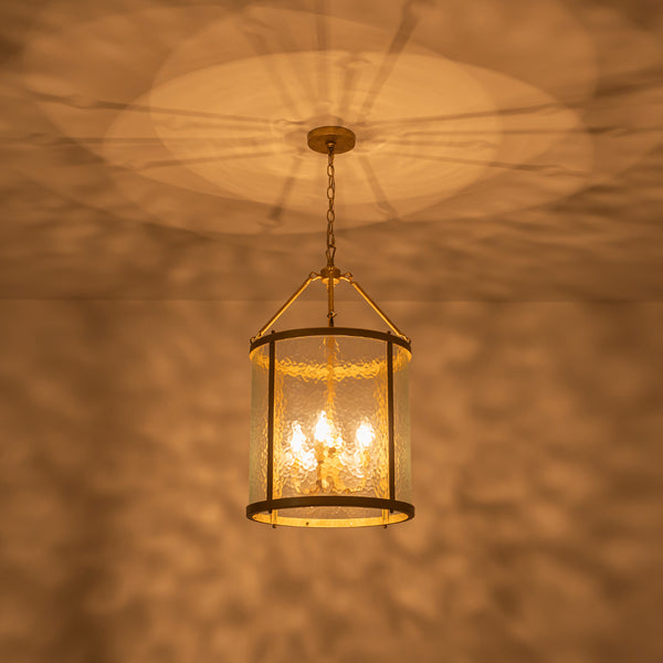Cylinder Lantern Ice Glass Chandelier Pendant Light