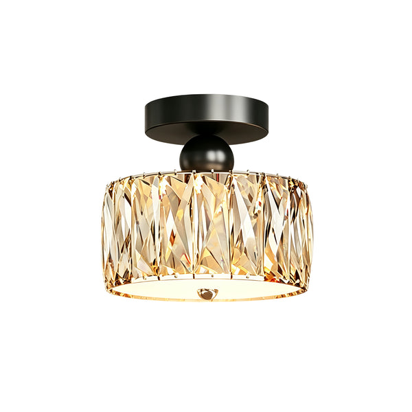 Drum Crystal Glass LED Semi Flush Mount