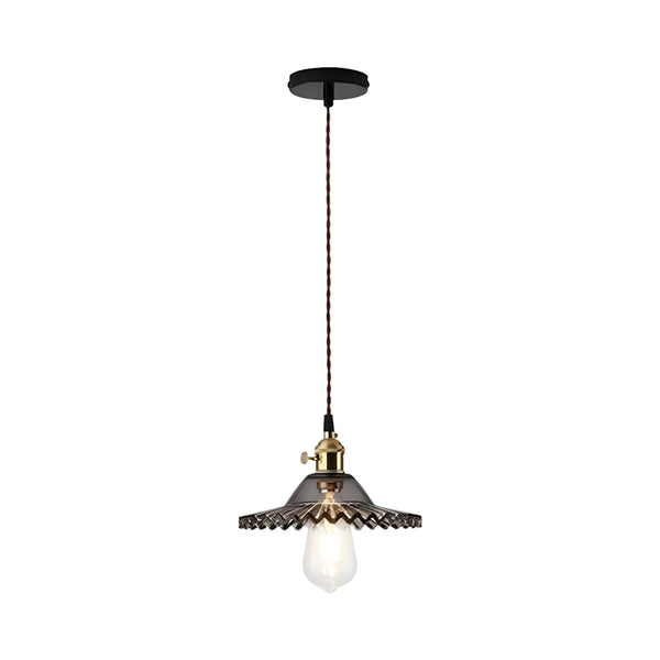 Mid-Century 1-Light Colorful Scalloped Glass Pendant Light