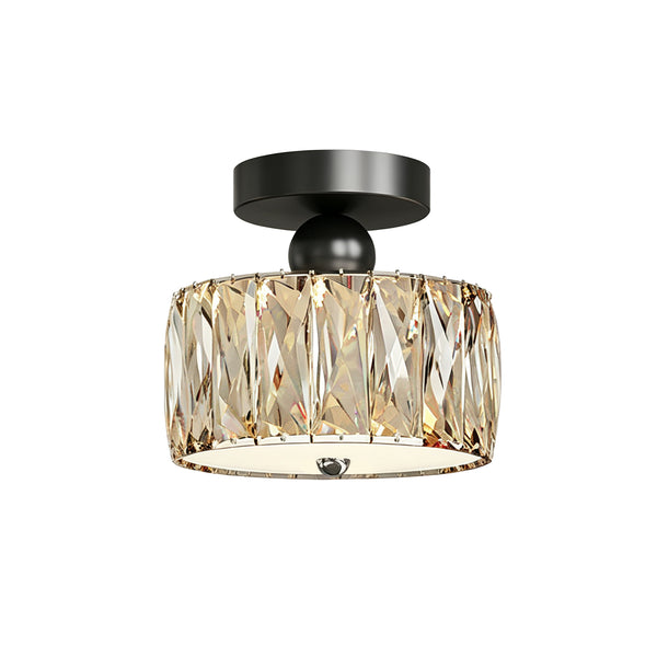Drum Crystal Glass LED Semi Flush Mount