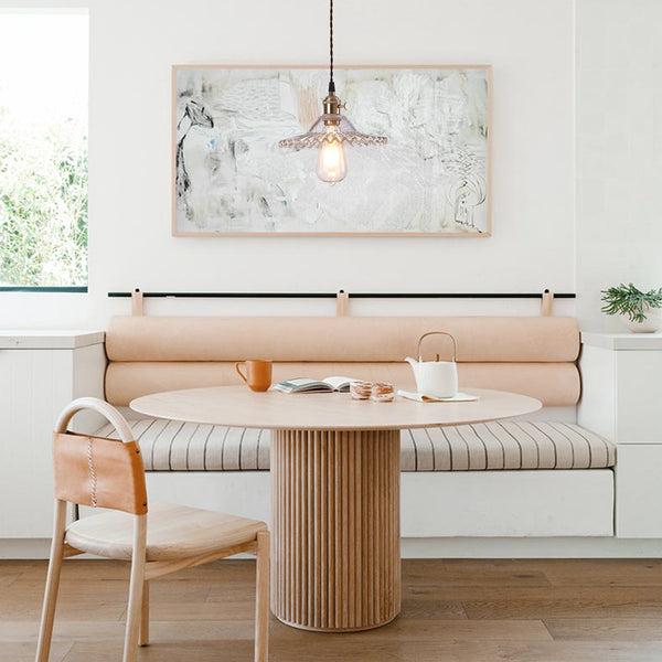 Mid-Century 1-Light Colorful Scalloped Glass Pendant Light