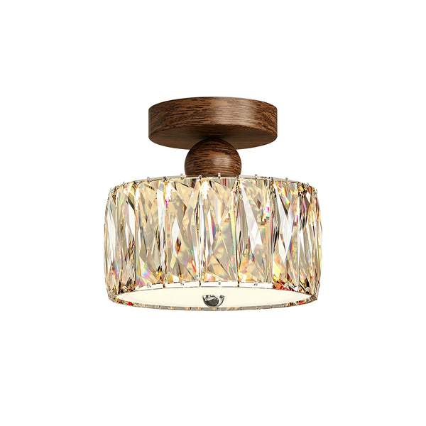 Drum Crystal Glass LED Semi Flush Mount