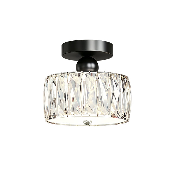 Drum Crystal Glass LED Semi Flush Mount