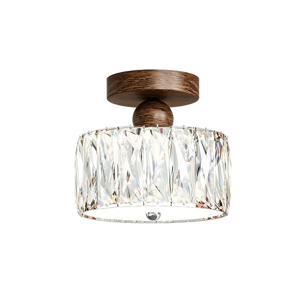 Drum Crystal Glass LED Semi Flush Mount