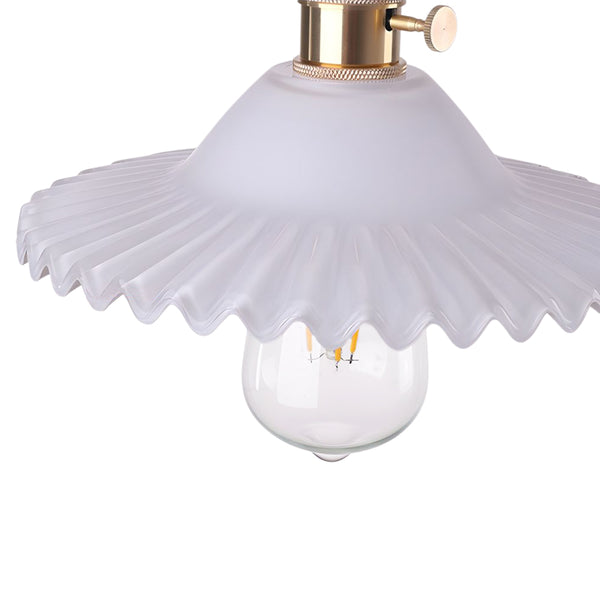 Mid-Century 1-Light Colorful Scalloped Glass Pendant Light