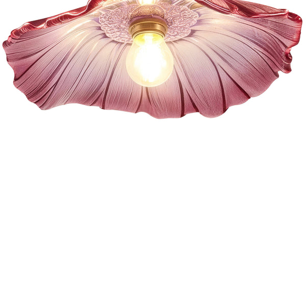 Purple Lotus Floral Glass Semi Flush Mount