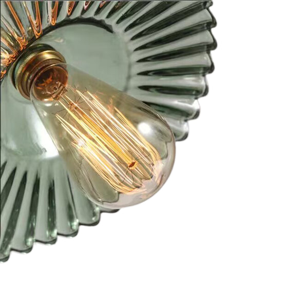 Mid-Century 1-Light Colorful Scalloped Glass Pendant Light