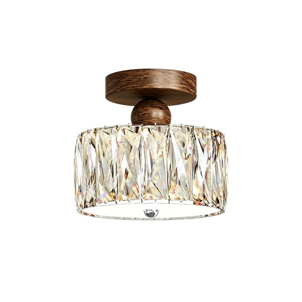 Drum Crystal Glass LED Semi Flush Mount