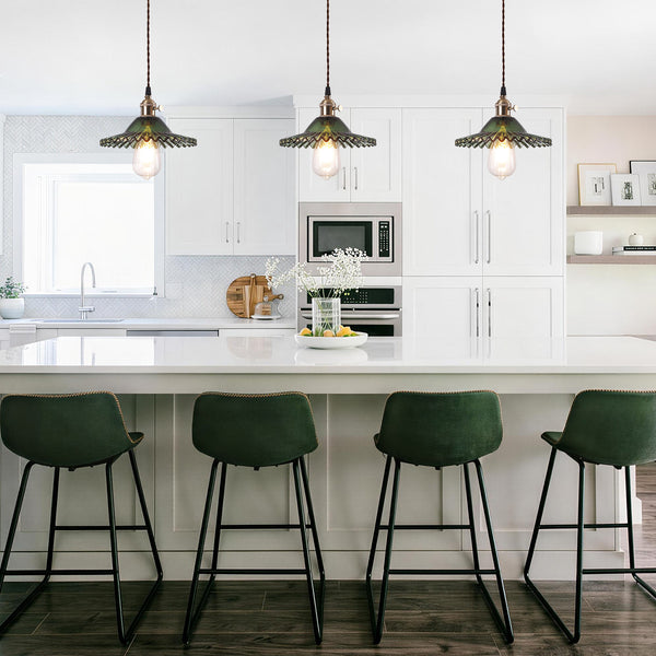 Mid-Century 1-Light Colorful Scalloped Glass Pendant Light