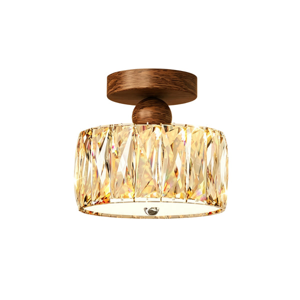 Drum Crystal Glass LED Semi Flush Mount