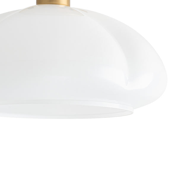 1-Light Opal Glass Curved Semi Flush Mount