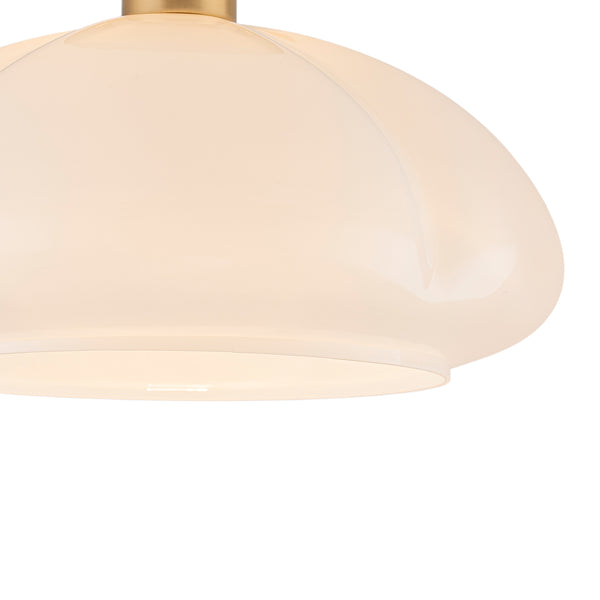 1-Light Opal Glass Curved Semi Flush Mount