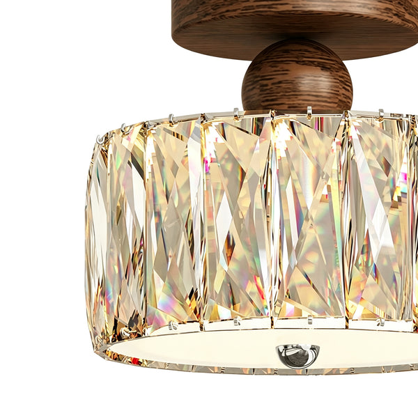 Drum Crystal Glass LED Semi Flush Mount