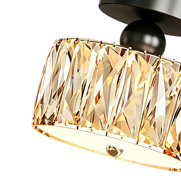 Drum Crystal Glass LED Semi Flush Mount