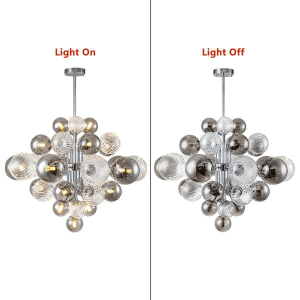 8/18 Light Cluster Bubble Grape Glass Chandelier
