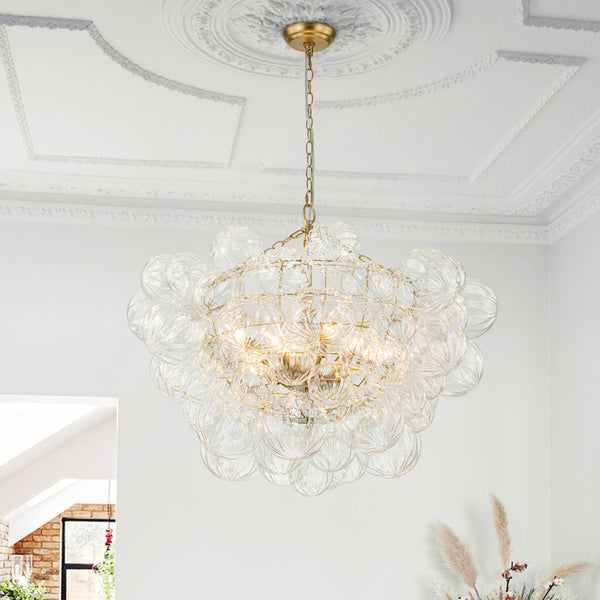 Modern Cluster Petal Glass Globe Bubble Chandelier