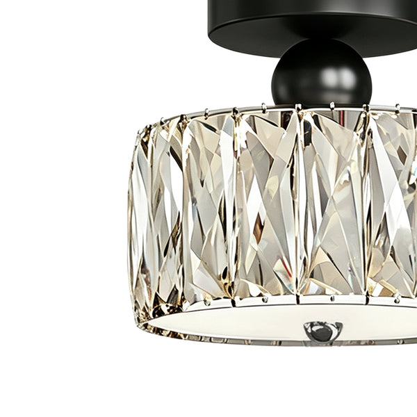 Drum Crystal Glass LED Semi Flush Mount