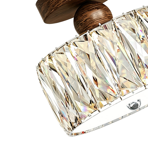 Drum Crystal Glass LED Semi Flush Mount