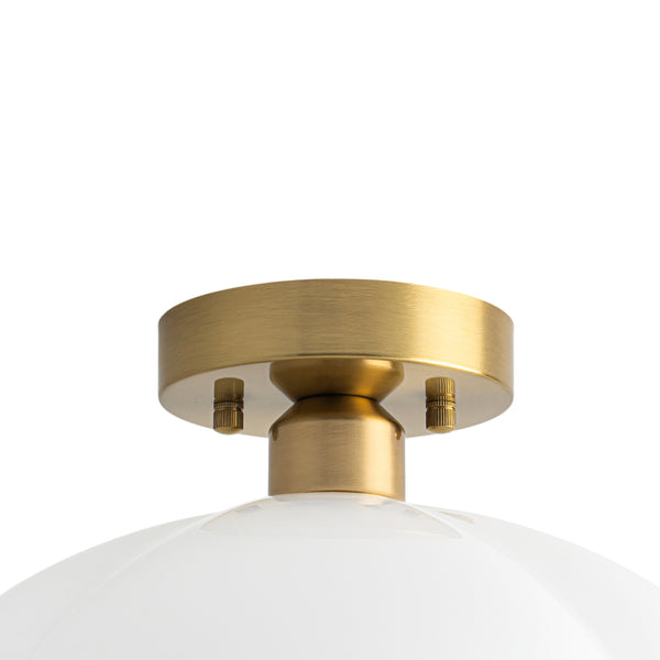 1-Light Opal Glass Curved Semi Flush Mount