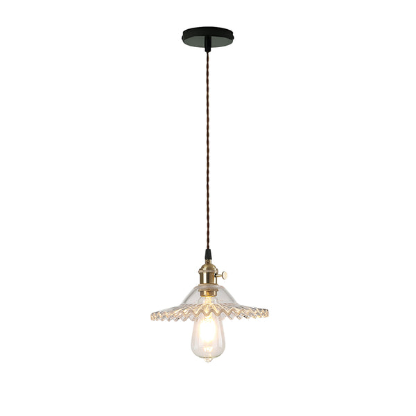 Mid-Century 1-Light Colorful Scalloped Glass Pendant Light