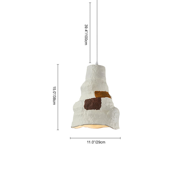 1-flammige geometrische Wabi-Sabi-Pendelleuchte in Grau und Weiß