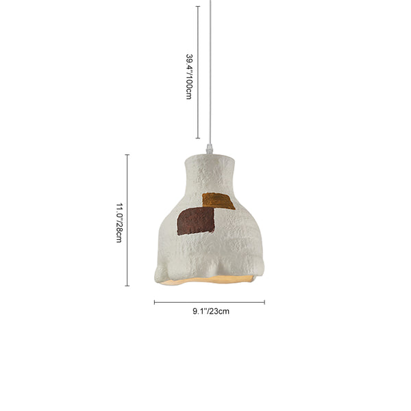 1-flammige geometrische Wabi-Sabi-Pendelleuchte in Grau und Weiß