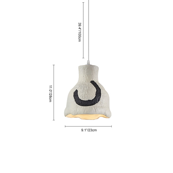 1-flammige geometrische Wabi-Sabi-Pendelleuchte in Grau und Weiß