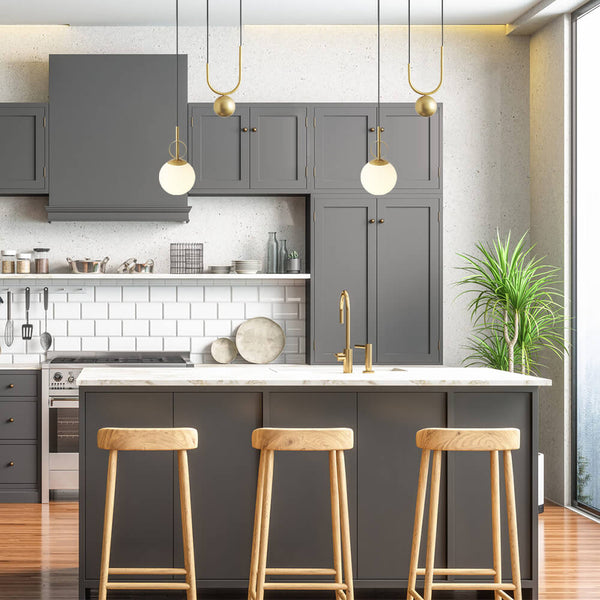 1-Light Brass Hanging Pendant Light