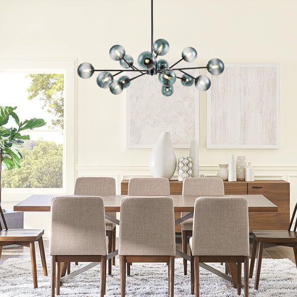 Thehouselights-15-Light Blue Branch Sputnik Chandelier-Chandelier-Black