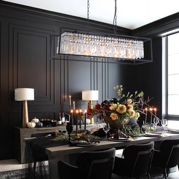 Modern Rectangle Crystal Kitchen Island Chandelier