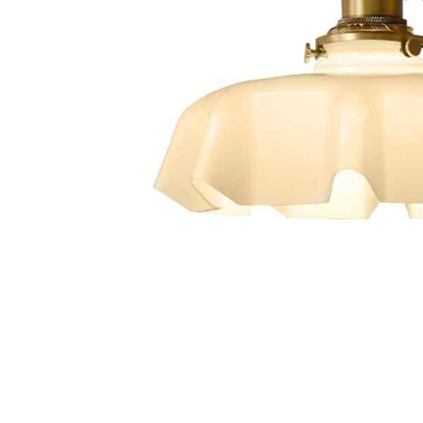 Thehouselights-1-Light Creamy Scalloped Flower Glass Pendant Lighting-Pendant-1-Light-