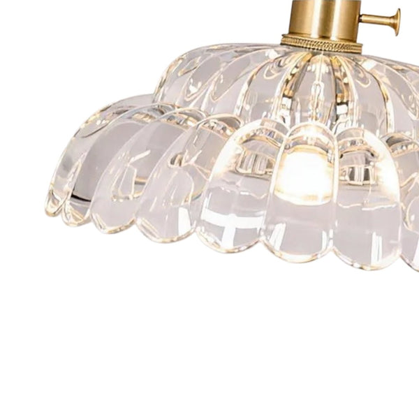 Thehouselights - 1 - Light Glass Lotus Dome Flush Mount Ceiling - Ceiling Light - Clear - 