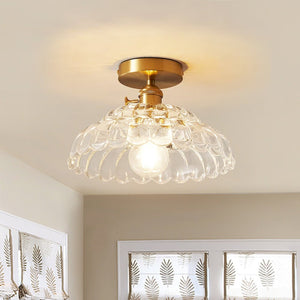 Thehouselights - 1 - Light Glass Lotus Dome Flush Mount Ceiling - Ceiling Light - Clear - 