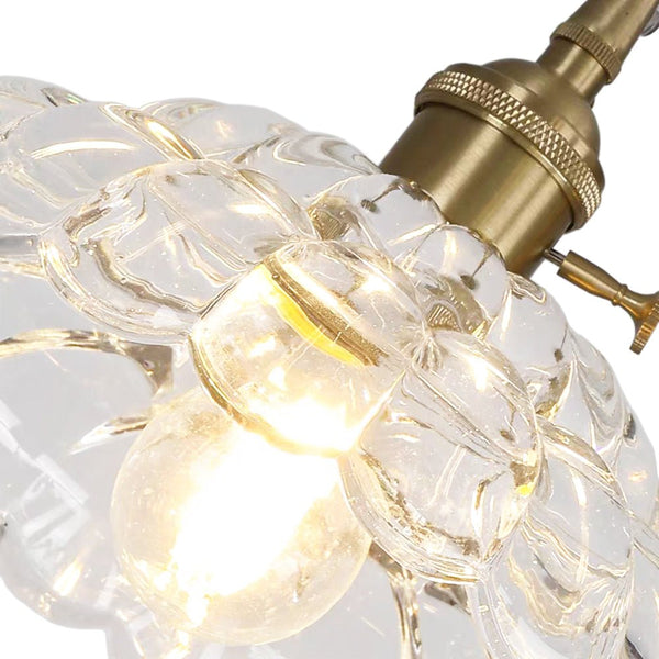 Thehouselights - 1 - Light Glass Lotus Dome Flush Mount Ceiling - Ceiling Light - Clear - 