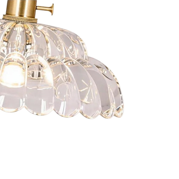 Thehouselights - 1 - Light Glass Lotus Dome Flush Mount Ceiling - Ceiling Light - Clear - 