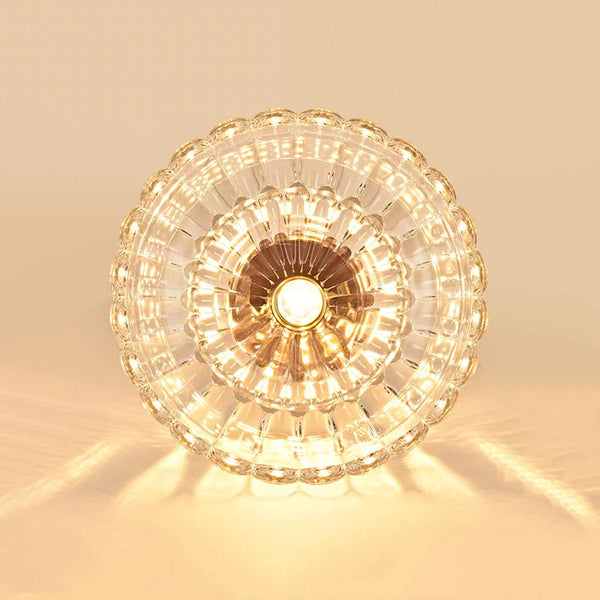 Thehouselights - 1 - Light Glass Lotus Dome Flush Mount Ceiling - Ceiling Light - Clear - 