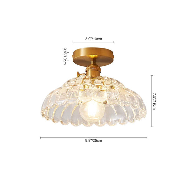 Thehouselights - 1 - Light Glass Lotus Dome Flush Mount Ceiling - Ceiling Light - Clear - 