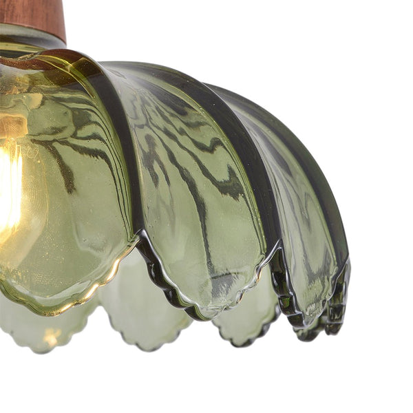 Thehouselights - 1 - Light Glass Lotus Dome Semi Flush Mount Ceiling - Ceiling Light - Green - 