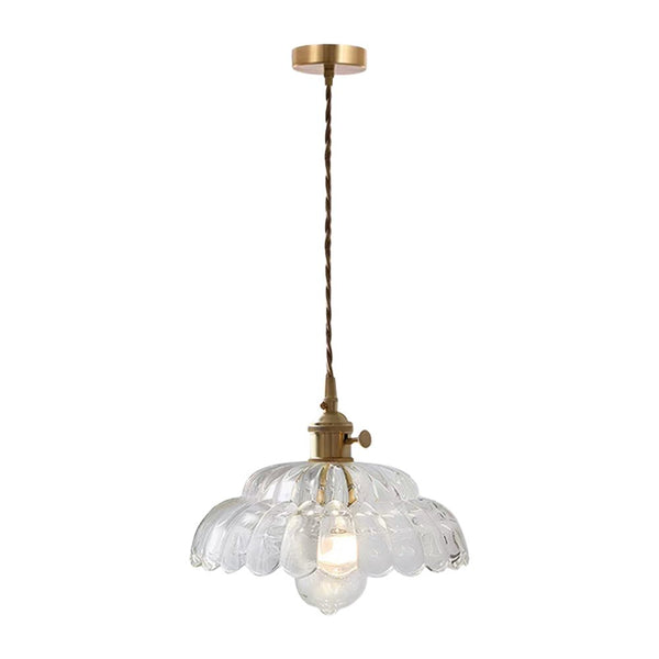 Thehouselights - 1 - Light Lotus Dome Glass Flower Design Pendant Light - Pendant - Clear - 