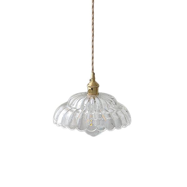 Thehouselights - 1 - Light Lotus Dome Glass Flower Design Pendant Light - Pendant - Clear - 