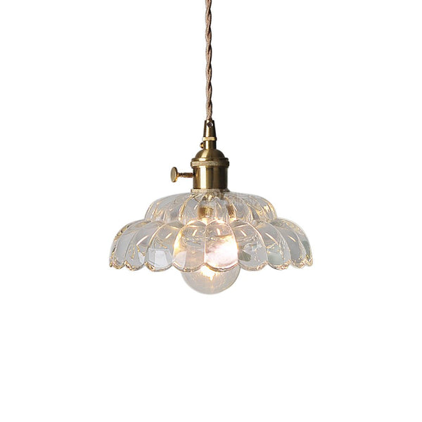 Thehouselights - 1 - Light Lotus Dome Glass Flower Design Pendant Light - Pendant - Clear - 