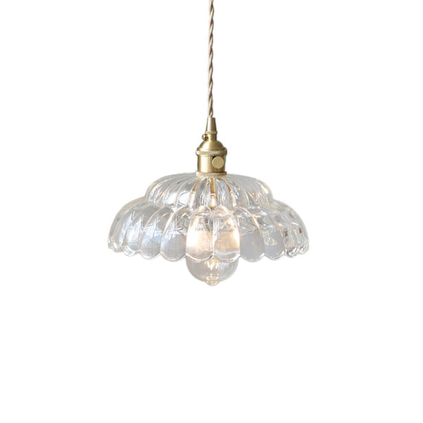 Thehouselights - 1 - Light Lotus Dome Glass Flower Design Pendant Light - Pendant - Clear - 