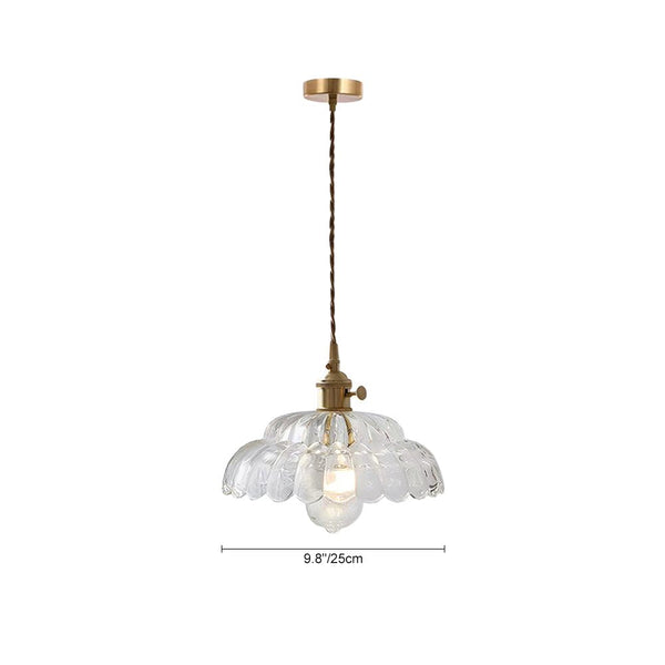 Thehouselights - 1 - Light Lotus Dome Glass Flower Design Pendant Light - Pendant - Clear - 