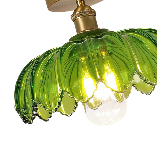 Thehouselights-1-Light Lotus Dome Semi Flush Mount Glass Ceiling-Ceiling Light-White-