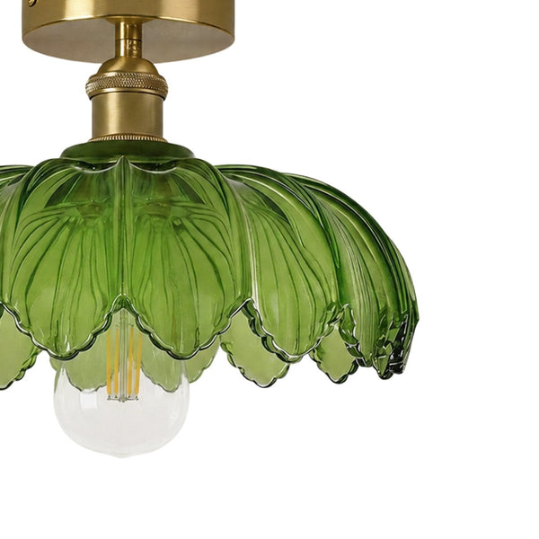 Thehouselights-1-Light Lotus Dome Semi Flush Mount Glass Ceiling-Ceiling Light-White-