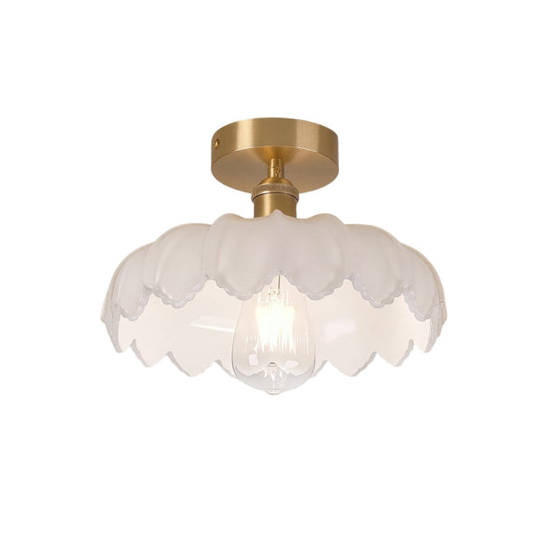 Thehouselights-1-Light Lotus Dome Semi Flush Mount Glass Ceiling-Ceiling Light-White-