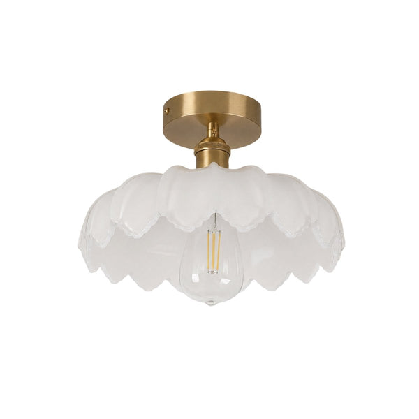 Thehouselights-1-Light Lotus Dome Semi Flush Mount Glass Ceiling-Ceiling Light-White-